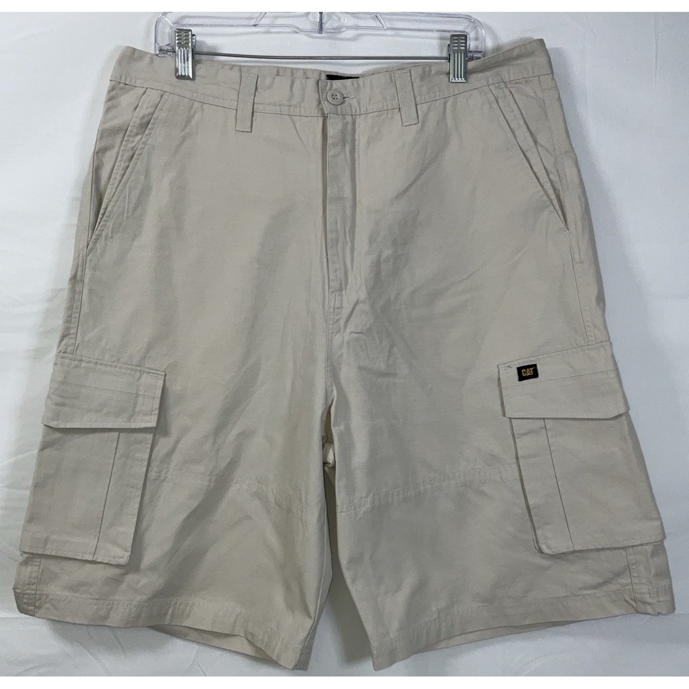 NWT Men's Caterpillar CAT Workwear Cargo Shorts Stone - Size 38" X‎ 11"